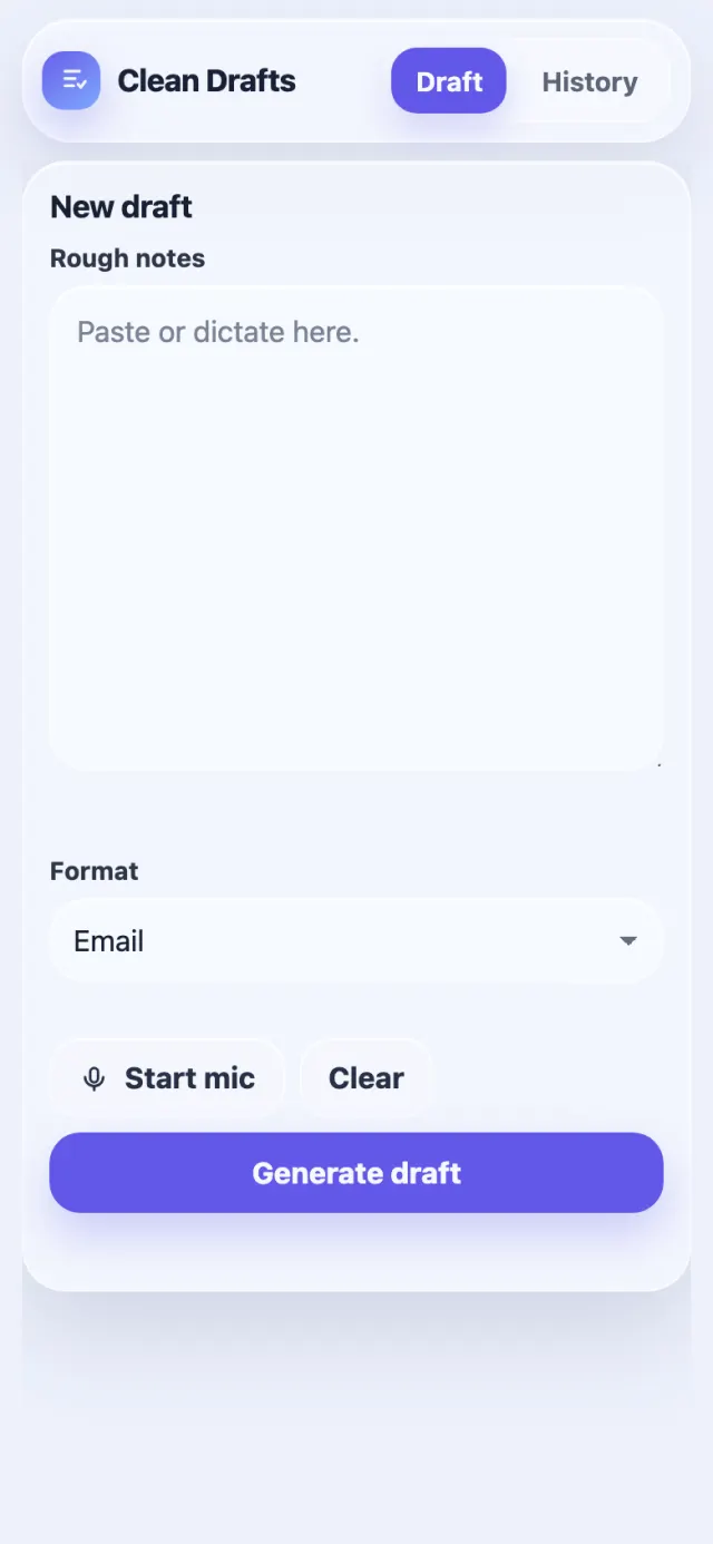 Voice Writer Studio running on a phone