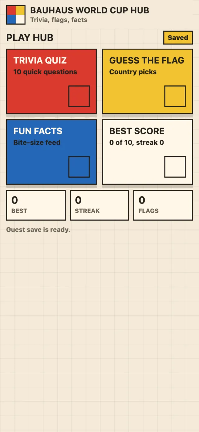 World Cup Fun Hub running on a phone